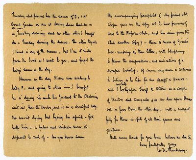 Brev från William Makepeace Thackery till TW Gibbs, 12 september 1851. av William Makepeace Thackeray