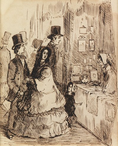 Dygden belönas: en monter i Vanity Fair (penna och bläck) av William Makepeace Thackeray