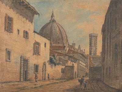 En gata i Florens med Duomo och Campanile i bakgrunden av William Marlow
