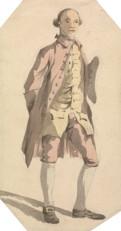 Fullängdsman med tricornhatt under vänster arm av William Marlow