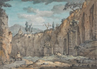 Oxkärra i grottan vid Posillipo av William Marlow