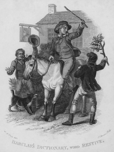 Barclays Dictionary, ord: Restive (gravyr) av William Marshall (after) Craig