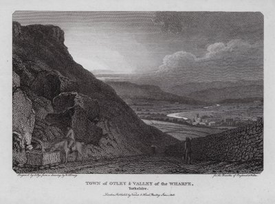 Staden Otley och Valley of the Wharfe, Yorkshire (gravyr) av William Marshall (after) Craig