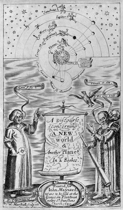 En diskurs om en ny värld och en annan planet i 2 böcker, 1640 (frontispice) av William Marshall