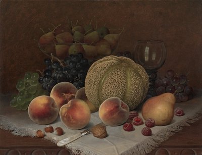 Stilleben med cantaloup, ca 1880 (olja på duk) av William Mason Brown