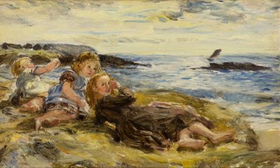 Barn på stranden, Machrihanish av William McTaggart