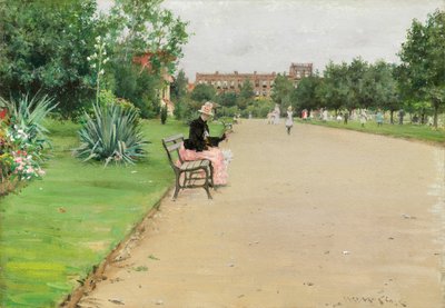 En stadspark, ca. 1887. av William Merritt Chase