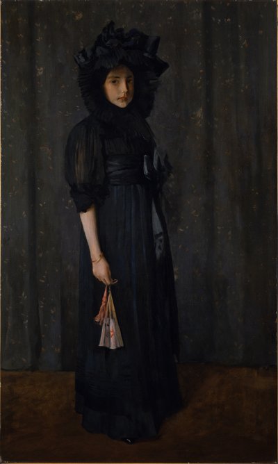 Konstnärens dotter i moderns klänning (Ung flicka i svart) av William Merritt Chase