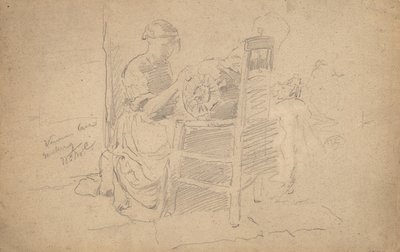 Venetiansk spetstillverkning, 1877-8 (grafit på lagt papper) av William Merritt Chase