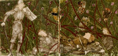 Sexton brickor bildar åtta illustrationer av berättelsen om "Briar Rose", 1862-1865. Artister: William Morris, Sir Edward Coley Burne-Jones. av WilliamWilliam Morris, Sir Edward Coley Burne Jones
