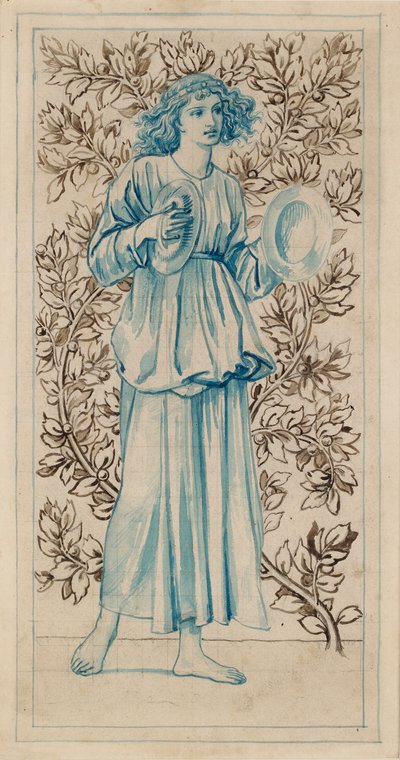 En kvinna som spelar cymbaler, sent 1800-tal av William Morris