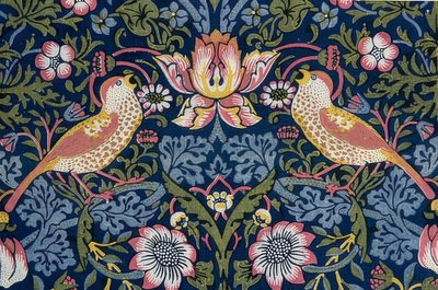 Jordgubbstjuven. Dekorationstyg (detalj). 1883 av William Morris