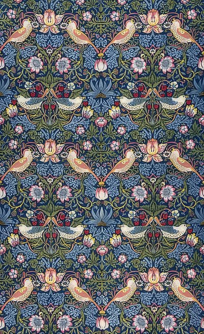 Jordgubbstjuven. Dekorationstyg. 1883 av William Morris
