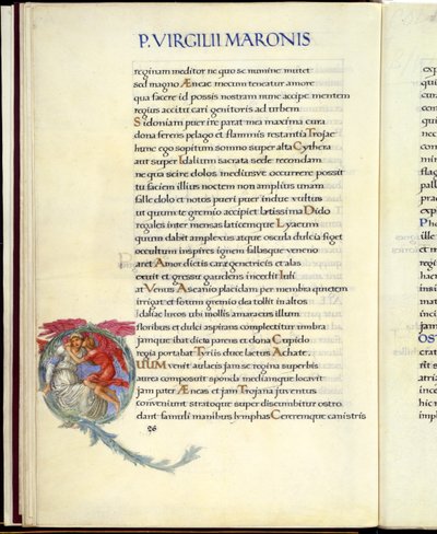 Dido och Amor, sida 26 från Virgils "Aeneid" av William Morris