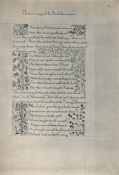 Sida från The Story of the Dwellers of Eyr, 1871. av William Morris