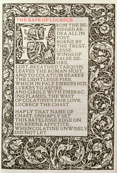 The Rape of Lucrece, från "The Poems of William Shakespeare" publicerad av Kelmscott Press av William Morris