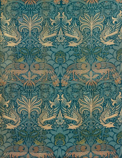William Morris Peacock and Dragon Textile Design, c.1880 (träblocktryck) av William Morris
