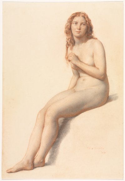 Naken kvinna, sittande, tre fjärdedels vy framifrån av William Mulready
