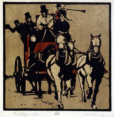 En vagn eller en flit: "" Coaching"" - av William Nicholson (1872-1949) av William Nicholson