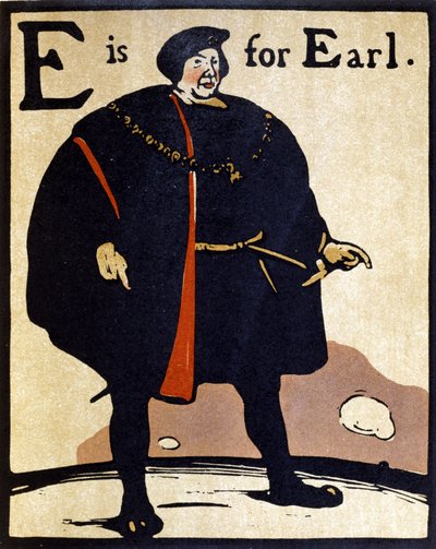 E är för Earl, illustration från "An Alphabet", publicerad av William Heinemann av William Nicholson
