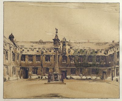 Front Quad från Corpus Christi College, Oxford (penna och bläck med tvätt på papper) av William Nicholson
