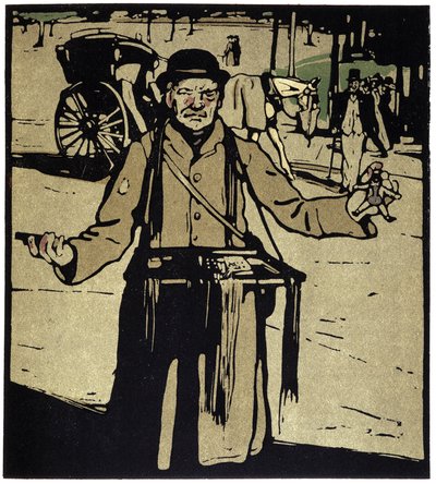 Toy Merchant, London - i "" Types of London", av William Nicholson (1872-1949), ed Floury av William Nicholson