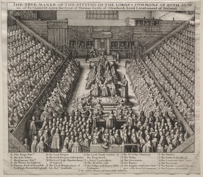 Westminster Hall, Interior, med The Trial of the Earl of Strafford av William Nicholson