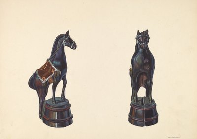 Häst på fatbanken, ca. 1938. av William O. Fletcher