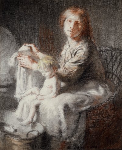 The White Swan (Grace and Kit) (pastell och svart krita) av William Orpen
