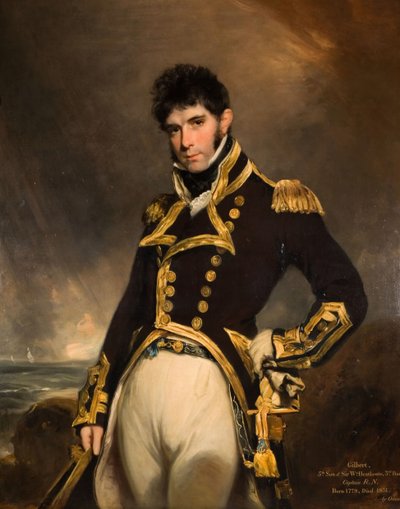 Porträtt av kapten Gilbert Heathcote RN, 1779-1831. av William Owen