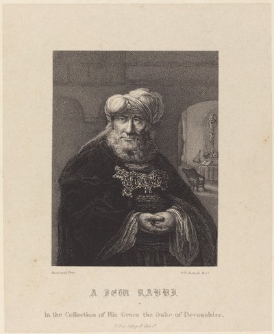 En judisk rabbin av William P. Sherlock after Rembrandt van Rijn