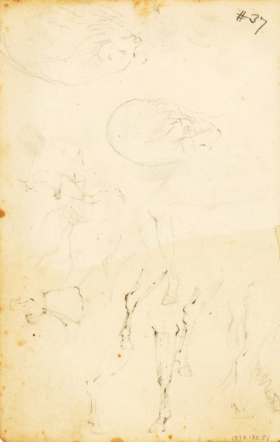 (Studier - figurer, stock, häst och ryttare etc.) av William Page