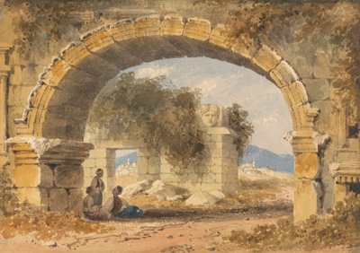 Figurer som sitter under en stenbåge av William Page
