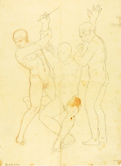 Mose, Aron och Hur på berget Horeb (aktstudie) av William Page