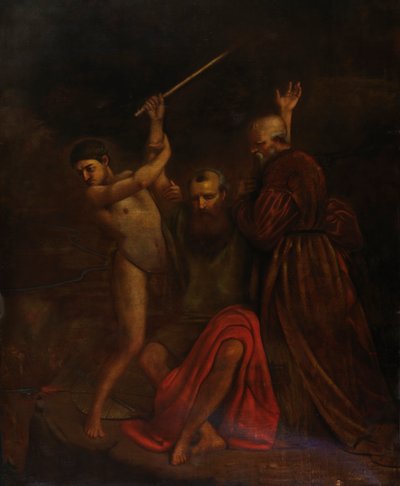 Moses, Aron och Hur på berget Horeb, 1857. av William Page