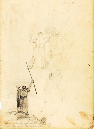 Moses beordrar Röda havets vatten att skiljas åt av William Page