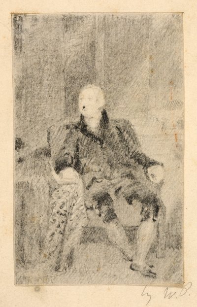 Sittande man i 1700-talsdräkt av William Page