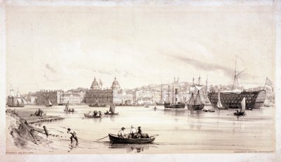 Utsikt över Greenwich över Themsen, London, c1841. av William Parrott