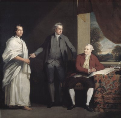 Omai, Joseph Banks och Dr Daniel Solander, ca 1775 (olja på duk) av William Parry