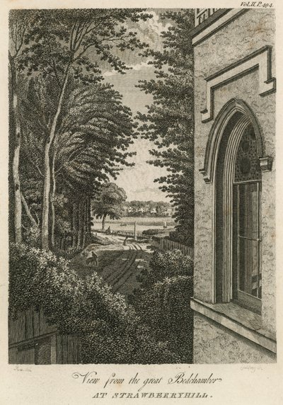 Utsikt från den stora sängkammaren på Strawberry Hill, London av William Pars