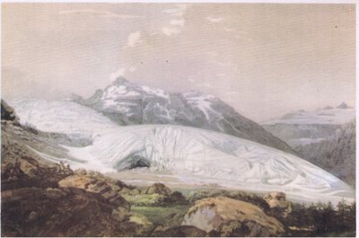 Utsikt över berget Furka med Rhone-glaciären, från British Adventure publicerat av Collins, 1947 av William Pars