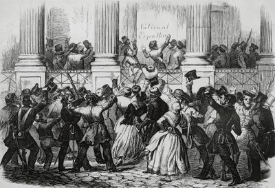 Revolution i Berlin framför William I:s palats, mars 1848, Tyskland av Nicolas Toussaint Charlet