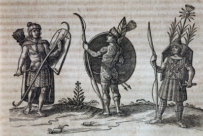 Typer av franska kanadensiska indianer, illustration från Beskrivning av Nouvelle-France av Nicolas Toussaint Charlet