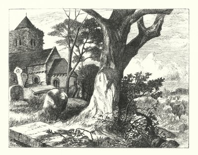 The Churchyard of the Village (gravyr) av William Paton Burton
