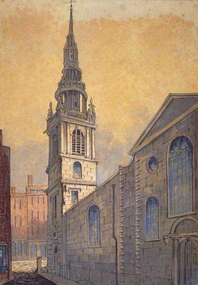 Church of St Mary le Bow från Bow Churchyard, City of London, c1815 av William Pearson