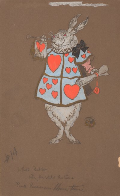 Vita kaninen med heraldisk kostym (kostymdesign) av William Penhallow Henderson