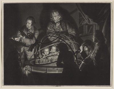 En filosof håller en föreläsning i Orrery, efter Joseph Wright från Derby (1734-97) av William Pether