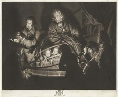 En filosof håller en föreläsning om Orrery av William Pether after Joseph Wright