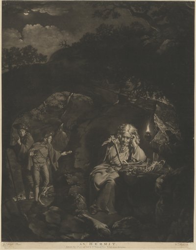 En eremit av William Pether after Joseph Wright