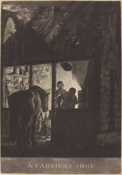 Hovslagarens butik av William Pether after Joseph Wright of Derby